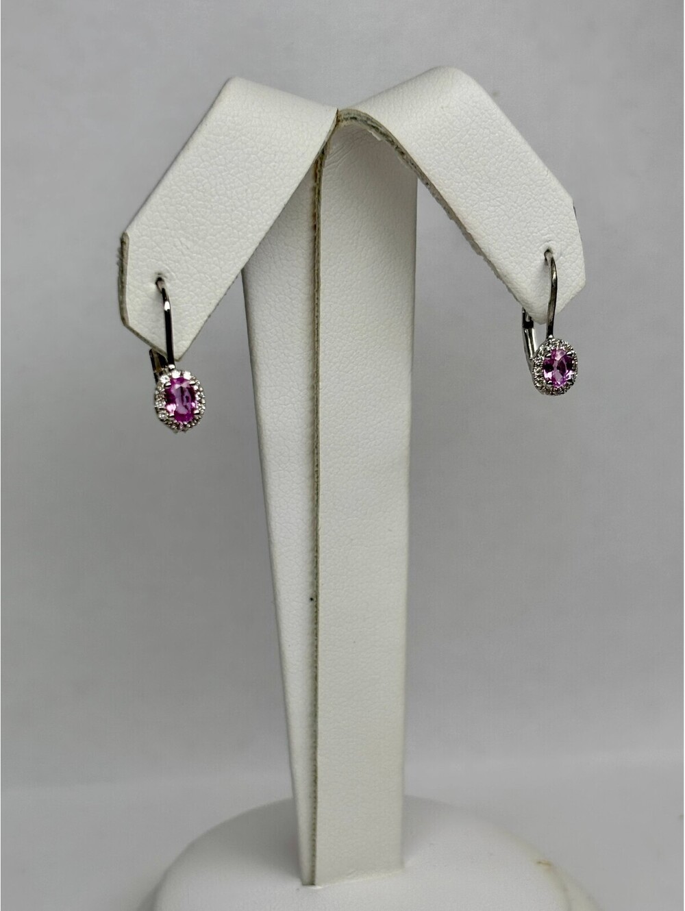18k White Gold Pink Sapphire Earrings